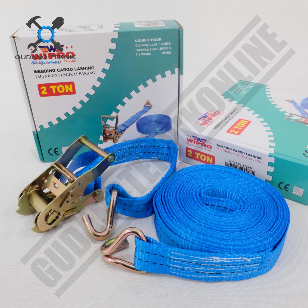 Jual WIPRO Tali Pengikat Barang 2T 10M Cargo Lashing Belt Ratchet Tie