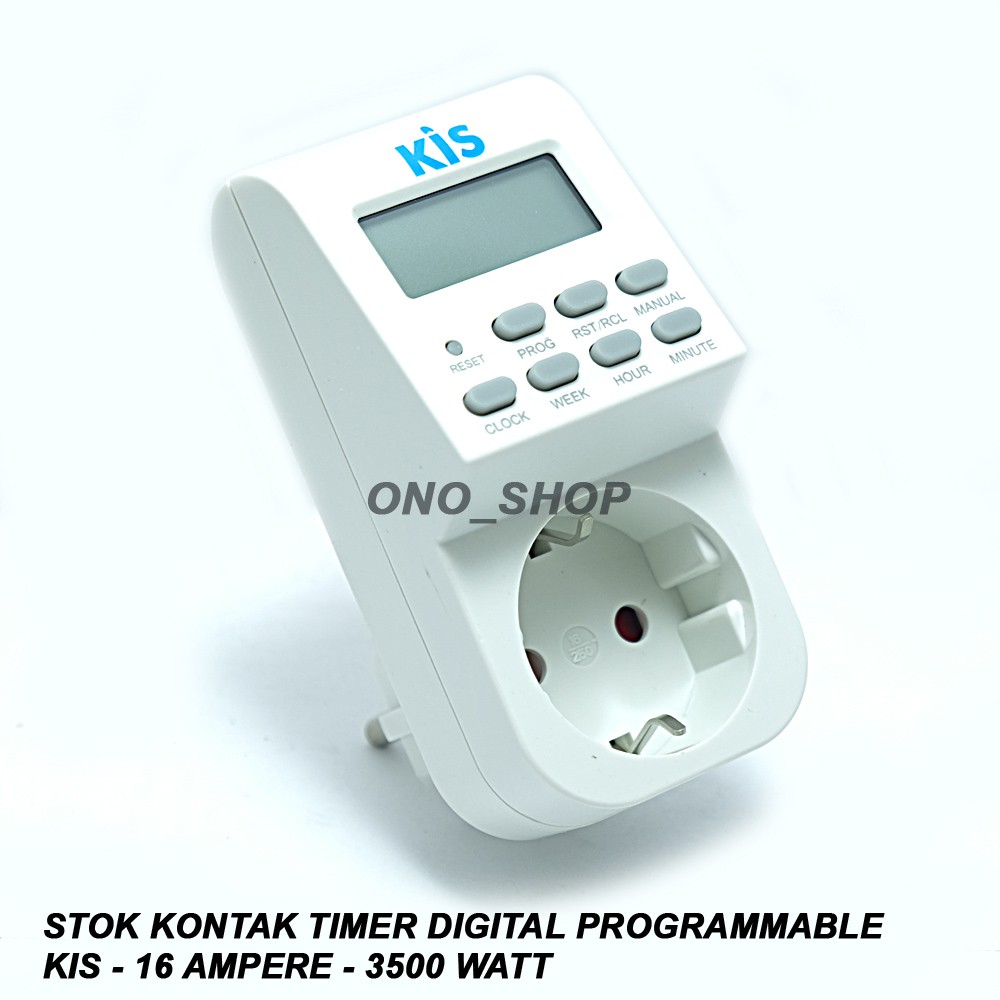 Jual Digital Timer Stok Kontak Programmable KIS - 16 Ampere - 3500 Watt ...