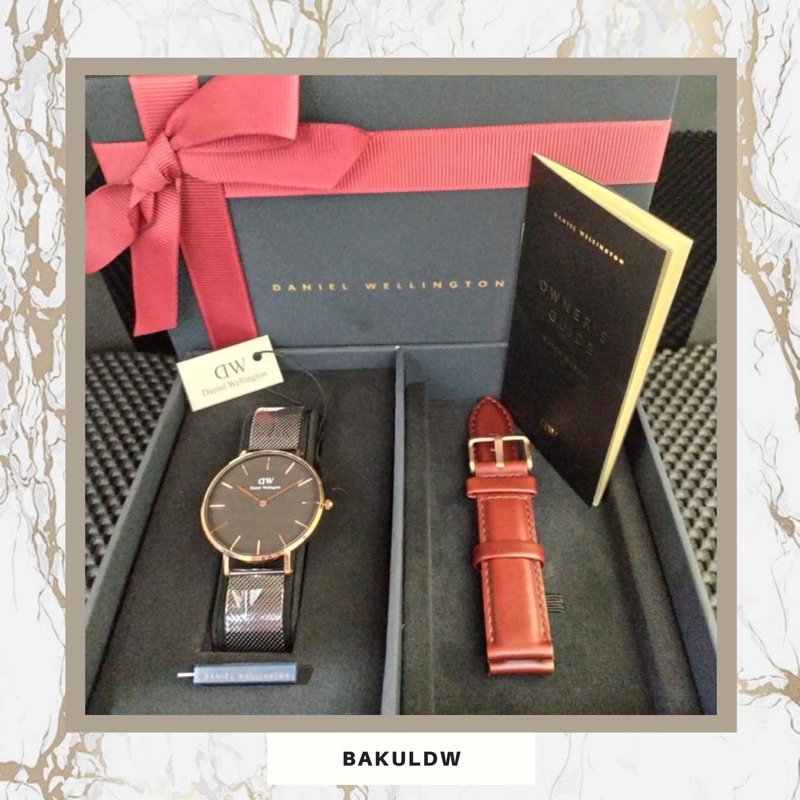 [100% ORIGINAL] Gift Set Jam Tangan Pria Wanita DW Daniel Wellington  Classic Strap Tali Jam Rantai Pasir Kulit/ Canvas/ Stainless