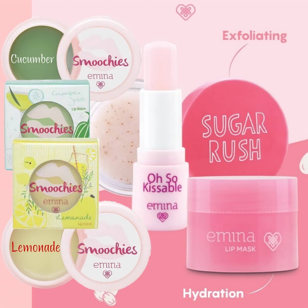 Jual EMINA Lip Mask Scrub Sugar Rush Balm Stick Cucumber Lemonade