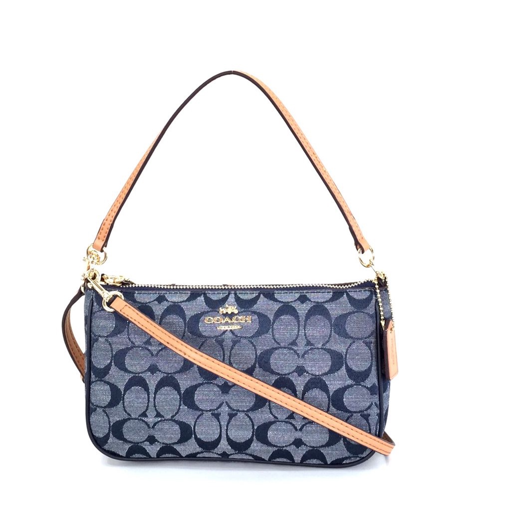 Jual Coach Top Handle Pouch In Signature Chambray Shopee Indonesia