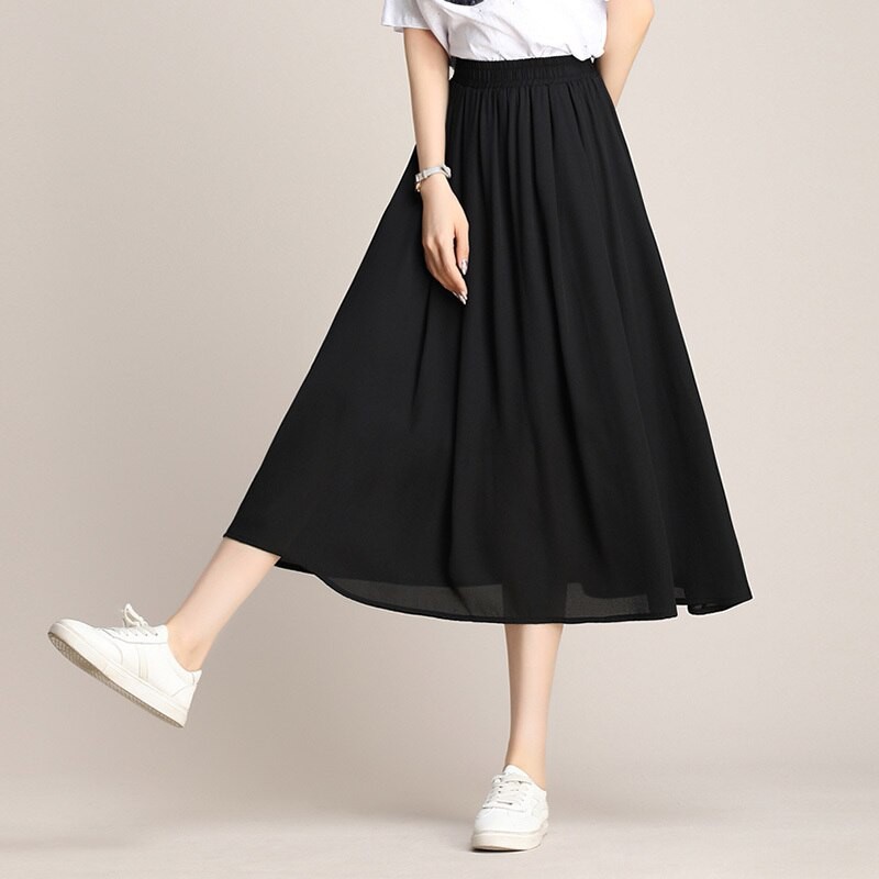 Jual rok midi wanita model korea sifon murah | Shopee Indonesia
