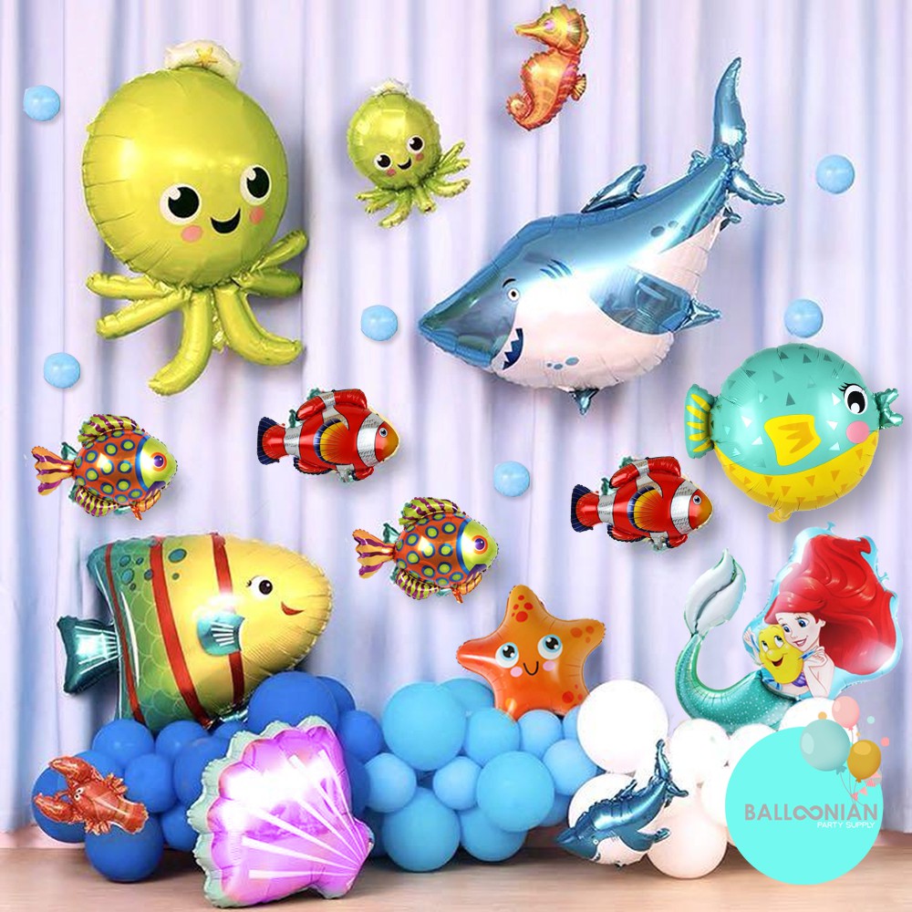 Jual SEA CREATURE DEKORASI SET/BALON FOIL IKAN/DEKORASI TEMA LAUT/PAKET
