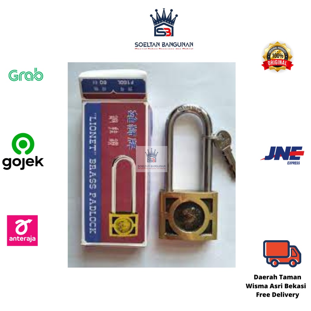 Jual Gembok Kuning Lionet Mm S Panjang Mm Brass Padlock Kuningan