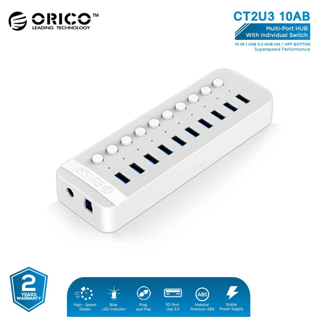 ORICO 10 Port USB Hub With Individual Switches - CT2U3-10AB