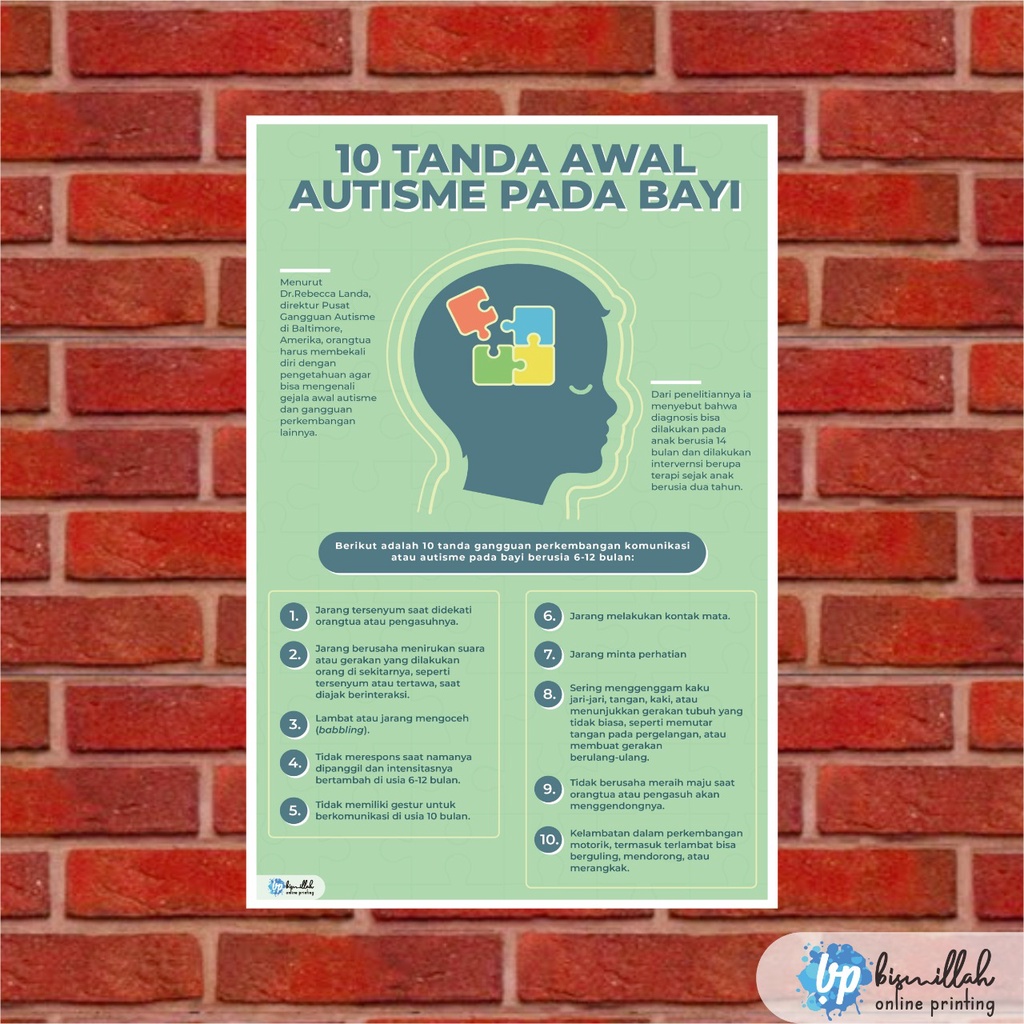 Jual Poster Kebidanan 10 Tanda Awal Autisme Pada Bayi | Shopee Indonesia