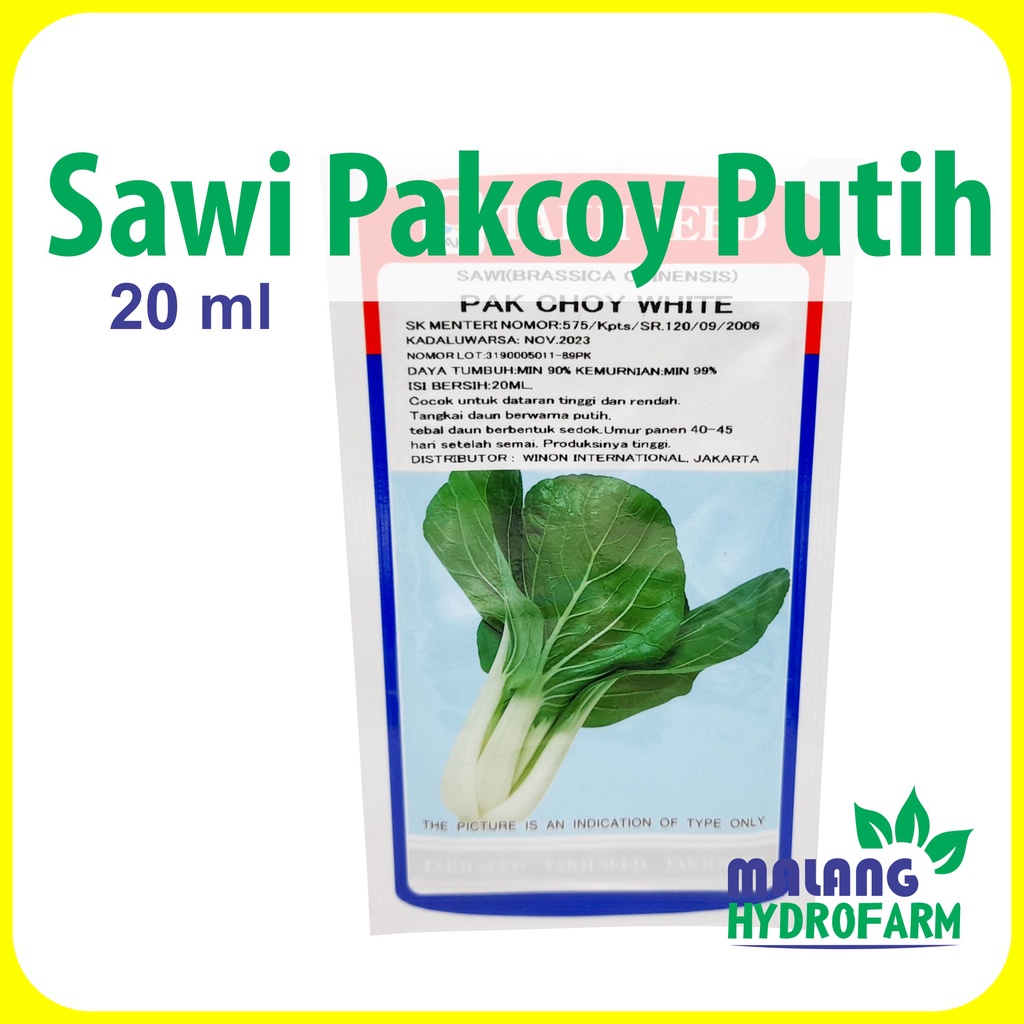 Jual Benih Sawi Pakcoy Putih Pak Choy White 20 Ml Takii Seed F1 Bibit