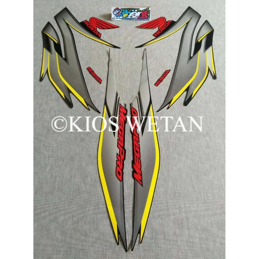 Jual STRIPING HONDA MEGAPRO MEGA PRO KUNING MERAH TAHUN 2008 STIKER ...