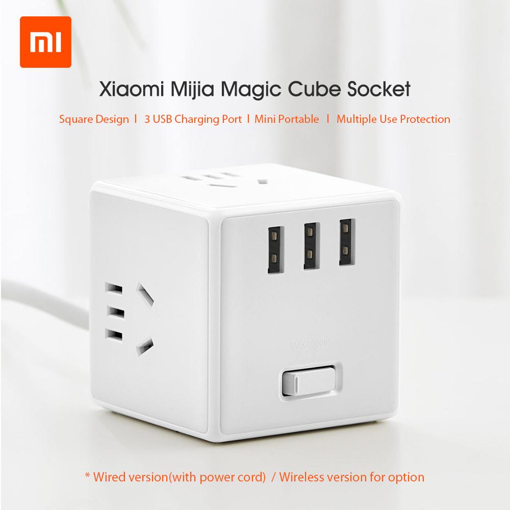 Jual Mijia Rubik Cube Power Socket Plug 3 USB Converter Wired Charging ...