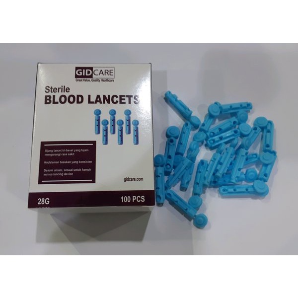 Jual Sterile Blood lancet 28G jarum bekam GIDCARE isi 100 pcs | Shopee ...