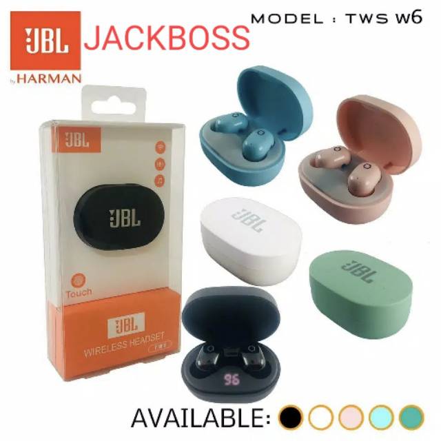 Headset Bluetooth JBL TWS 6 Handsfree Wireless Earbuds Earphone Super Extra Bass