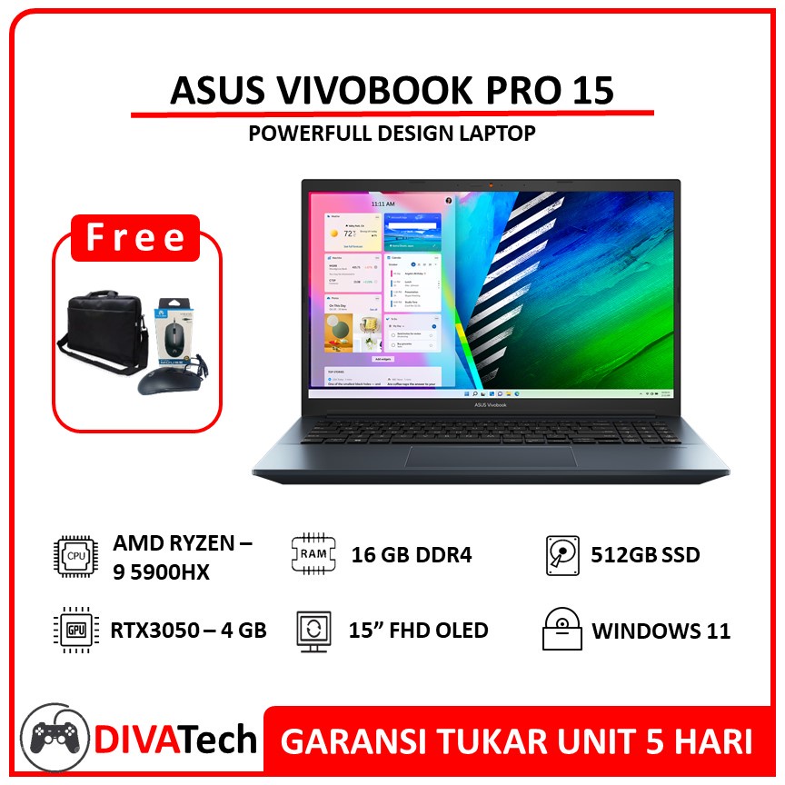 Jual Asus VIVOBOOK PRO 15 M3500 Ryzen 9 5900HX RTX3050 4GB 15.6FHD OLED ...