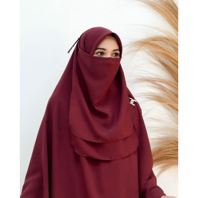 Jual Hijab Segi Empat Jumbo Hijab Syari 150 X 150cm Plus Cadar Dua Layer Hijab Wolfis Premium 2148