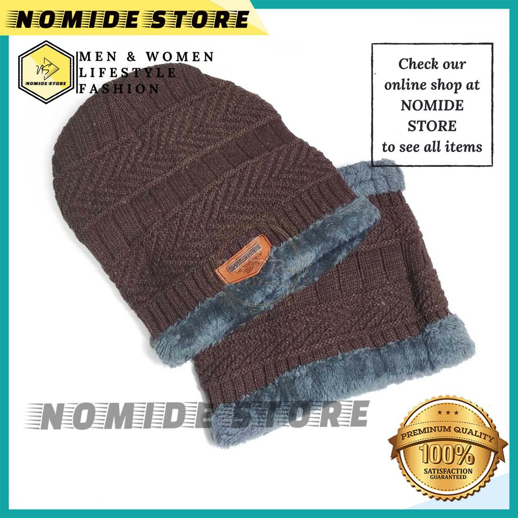 Jual Topi Kupluk Pria Wanita Bahan Rajut N Syal Tebal Beanie Hat Style ...