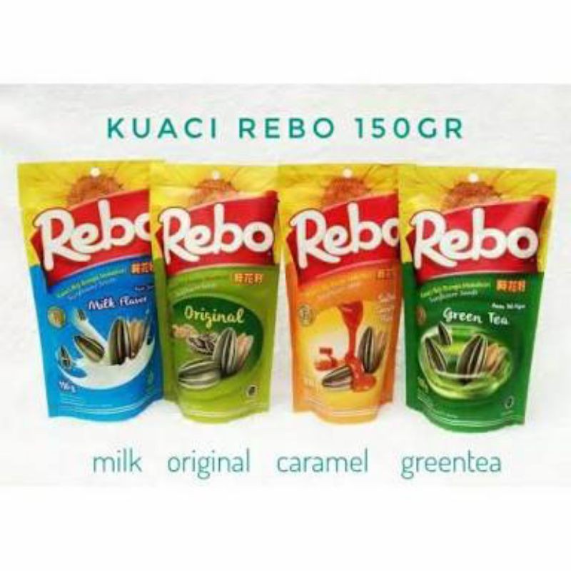 Jual Kuaci Rebo 140 Gram Rasa Original Karamel Green Tea Milk