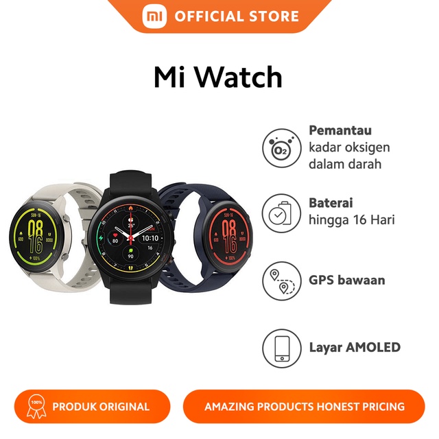 Xiaomi Mi Watch Fitness Smartwatch Dilengkapi 117 Mode Olahraga dan GPS Kompas Baterai Tahan 16 Hari