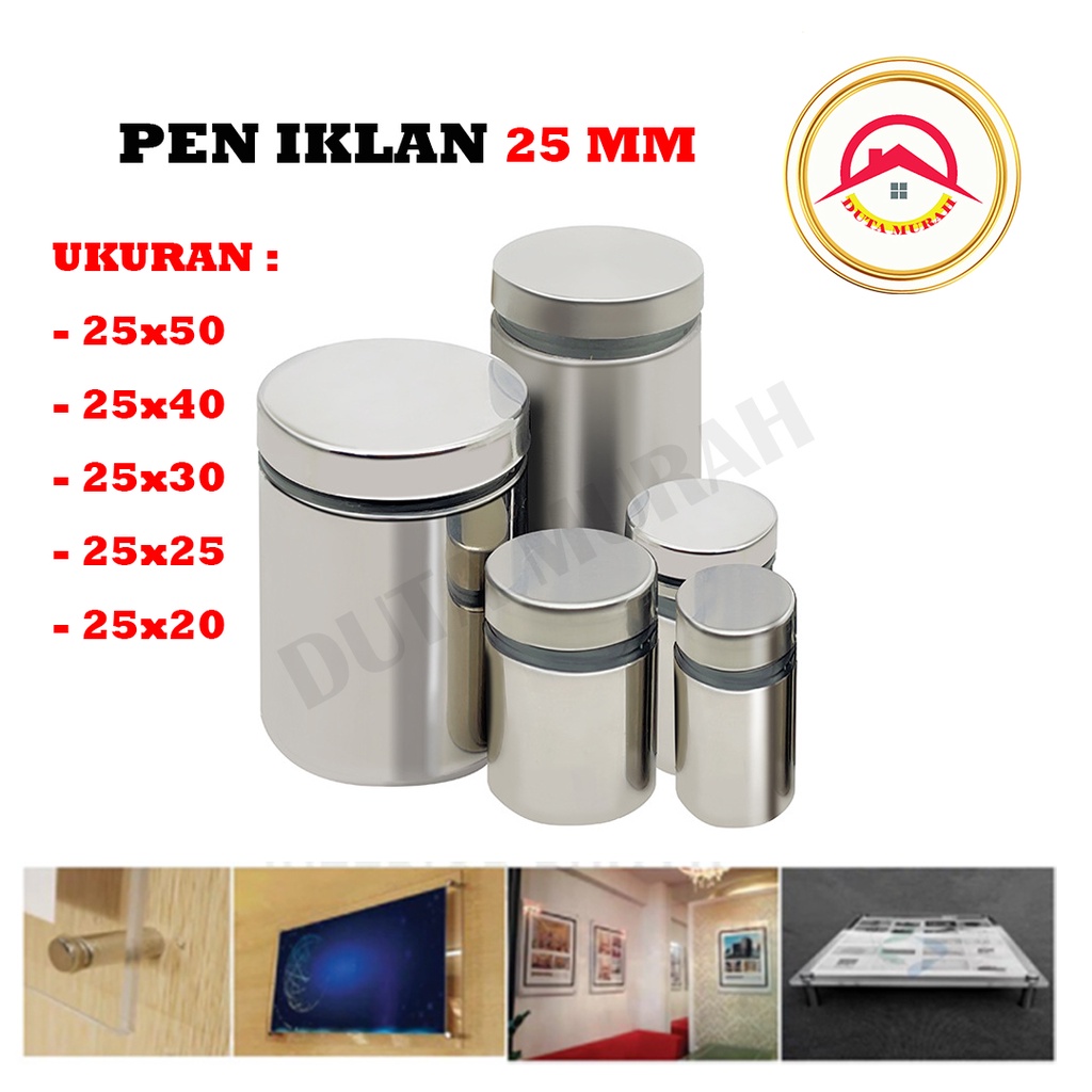Jual Pen Iklan 25 x 20 mm / Pen Baut Iklan Kaca Akrilik Sign Board ...