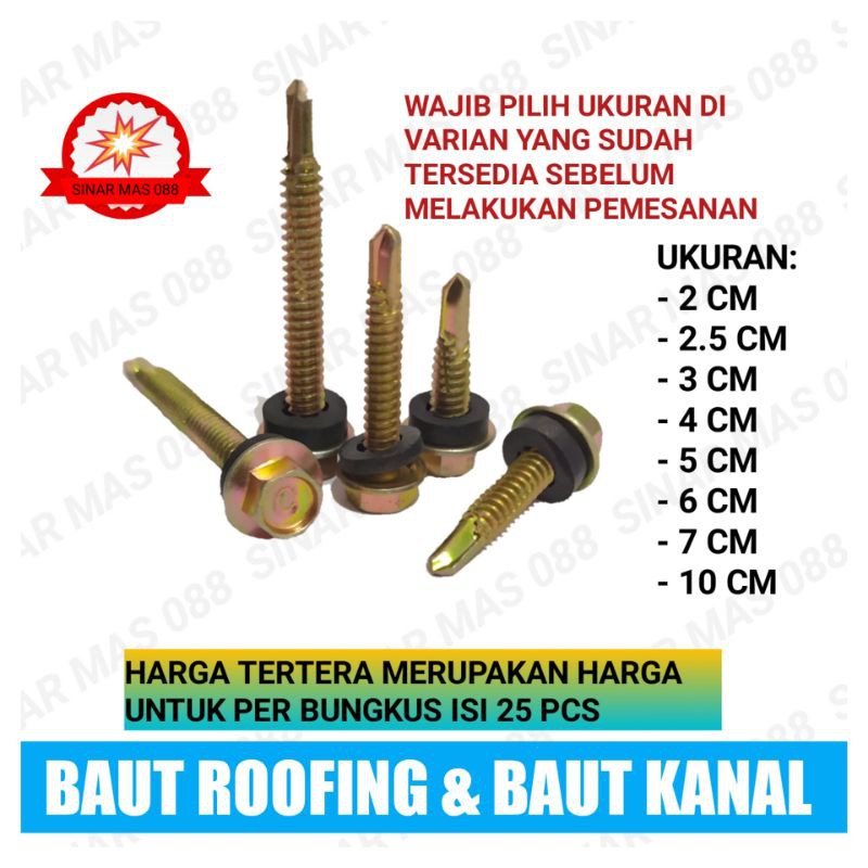 Jual Baut Roofing Harga Pcs Sekrup Roofing Baut Kanal Baut Baja Ringan Murah Shopee