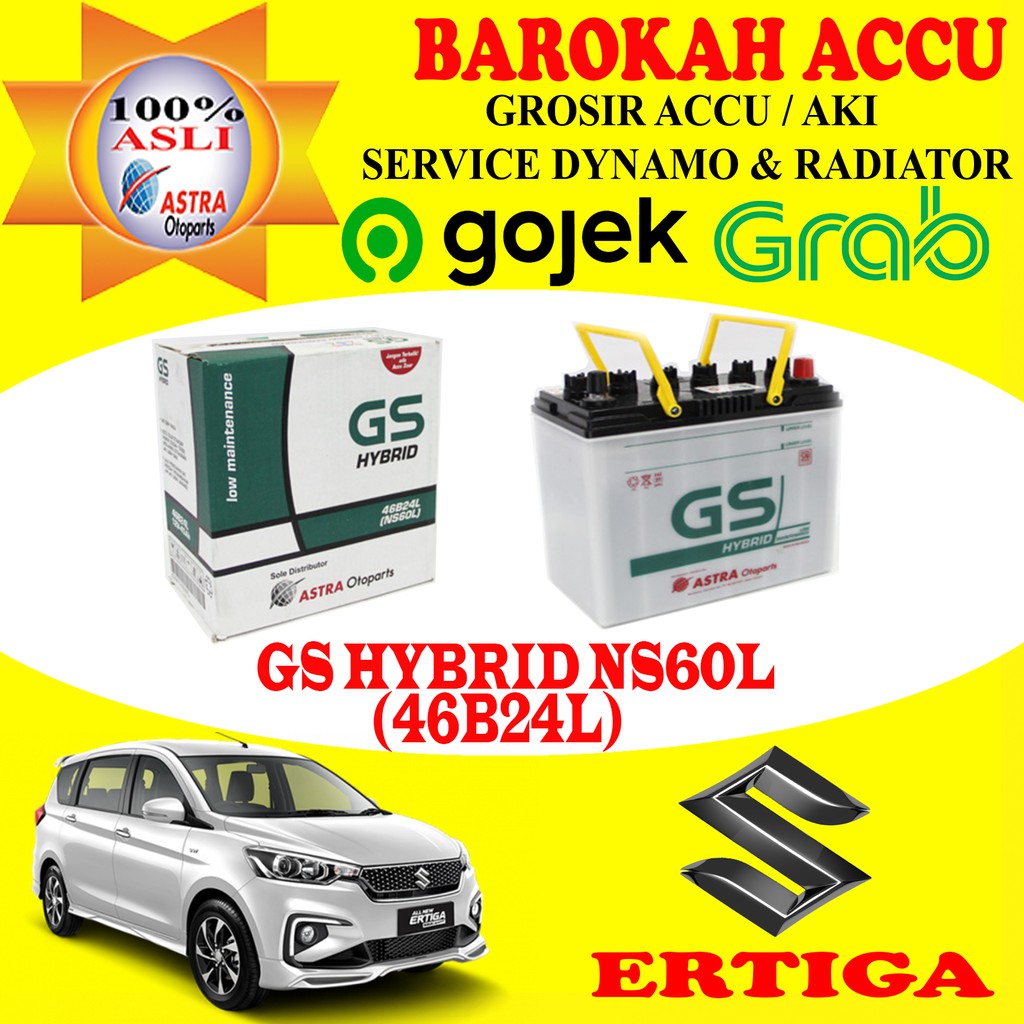 Jual AKI GS ASTRA MOBIL SUZUKI ERTIGA GS HYBRID NS60L / 46B24L , 45 AH
