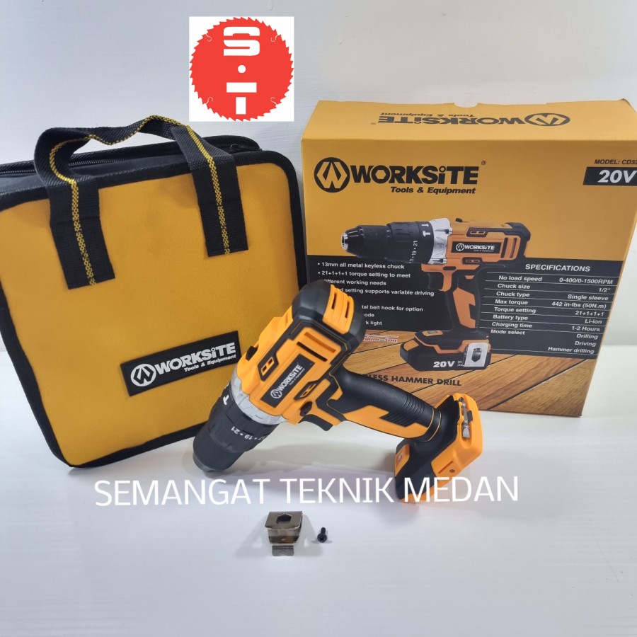 Jual Cd H Cordless Bor Impact Baterai Beton Mm V Worksite Cd H Shopee Indonesia