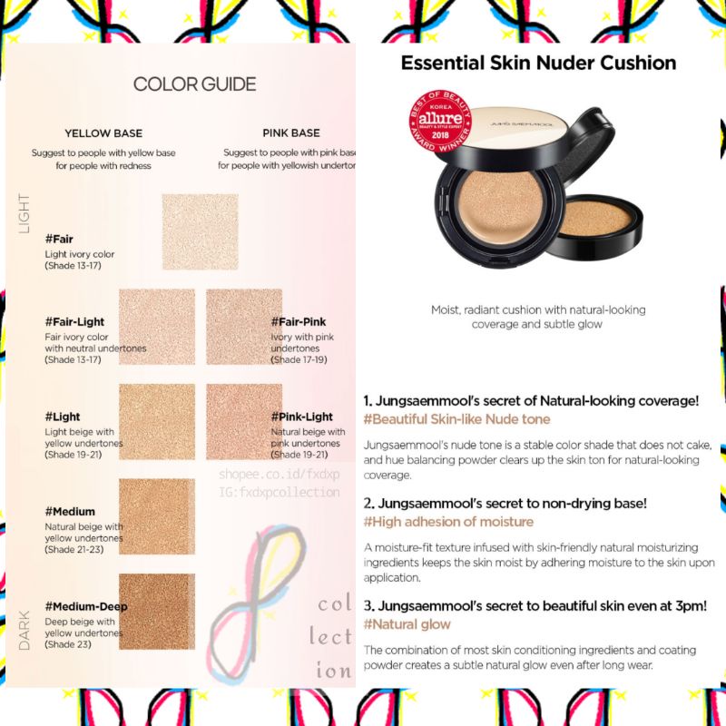 Jual JUNGSAEMMOOL Essential Skin Nuder Cushion 14g (7 shades) Set / Cushion Only / Refill Only