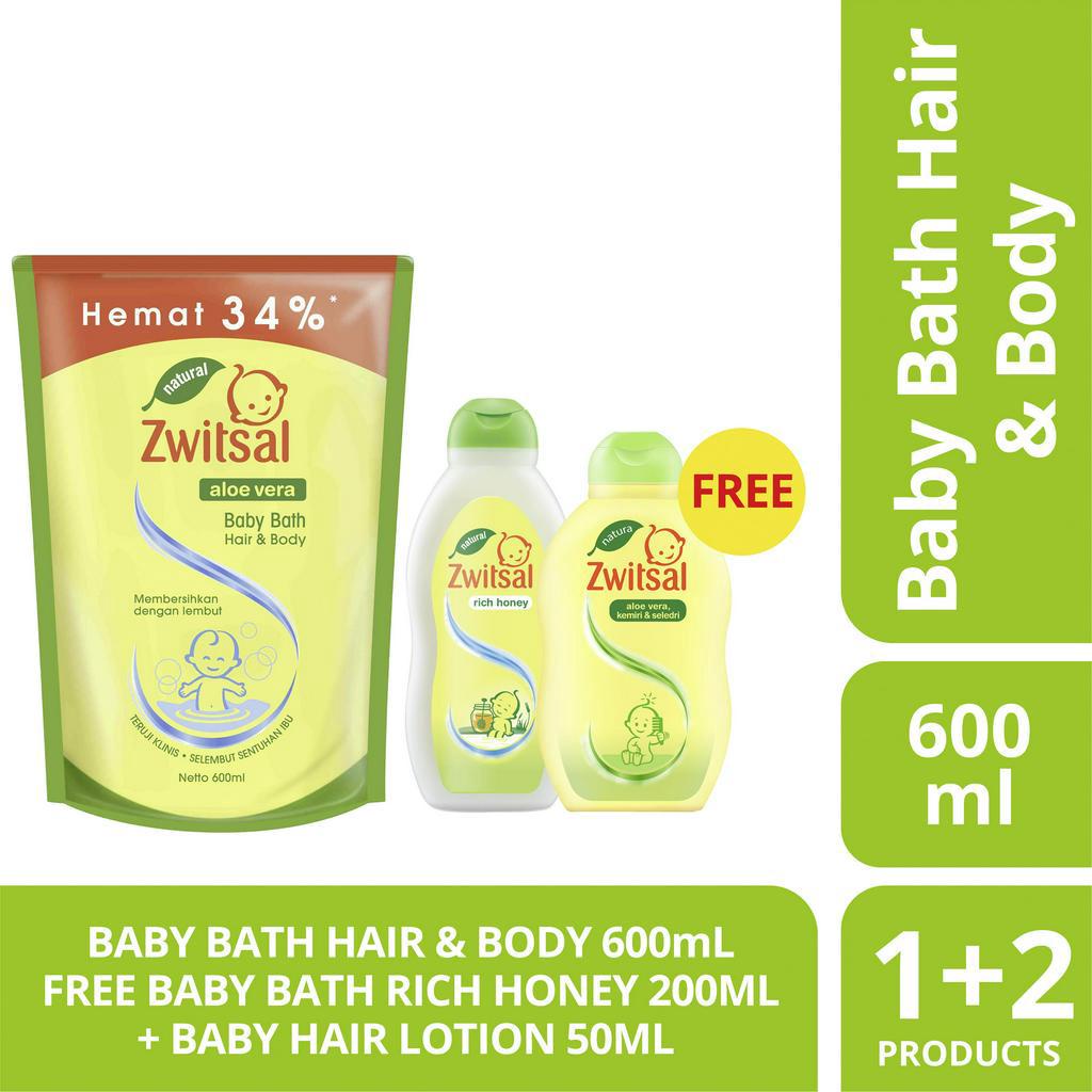 Jual Zwitsal Baby Bath Hair & Body 2In1 600Ml Free Baby Bath Rich Honey ...