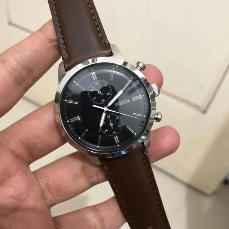 Jual Jam Tangan Pria Fossil FS5280 Chronograph Brown Leather Strap