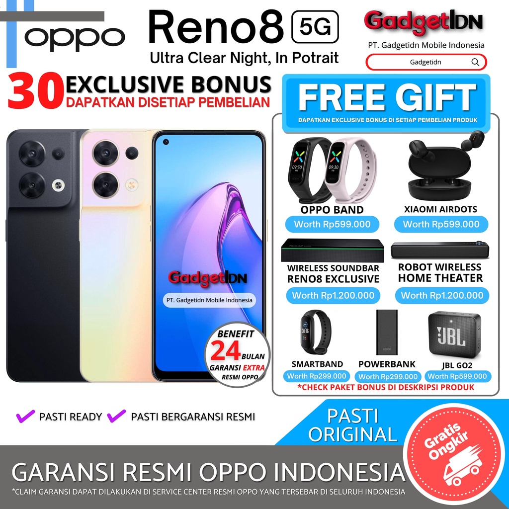 Jual OPPO Reno 8 5G 13/256GB ( 8GB + 5GB Extension Ram ) Garansi Resmi ...