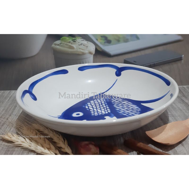 Jual 1 Pcs Piring Lontar Keramik 23 Cm Piring Papua Mangkok Saji Motif ...