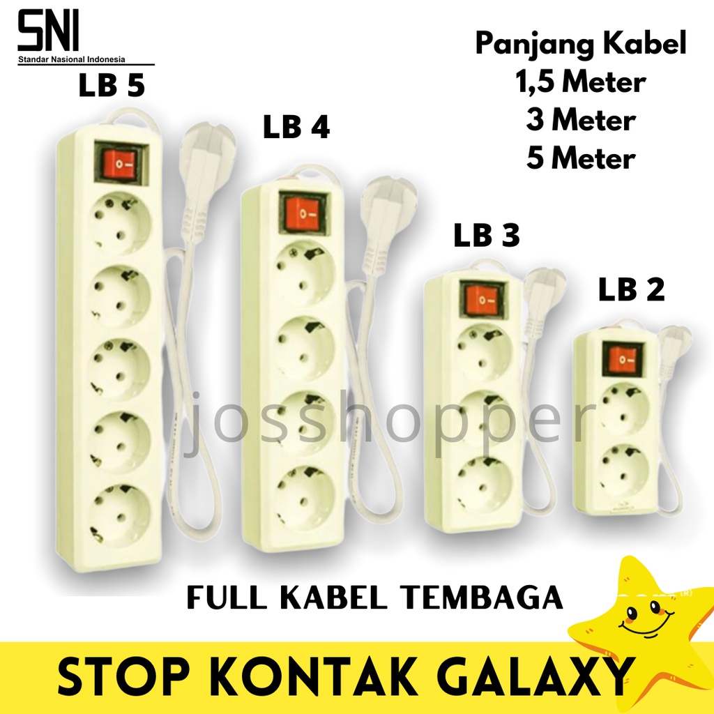 Jual STOP KONTAK KABEL 2/3/4/5 LUBANG 1,5M/3M/5M DENGAN SWITCH SAKLAR ...