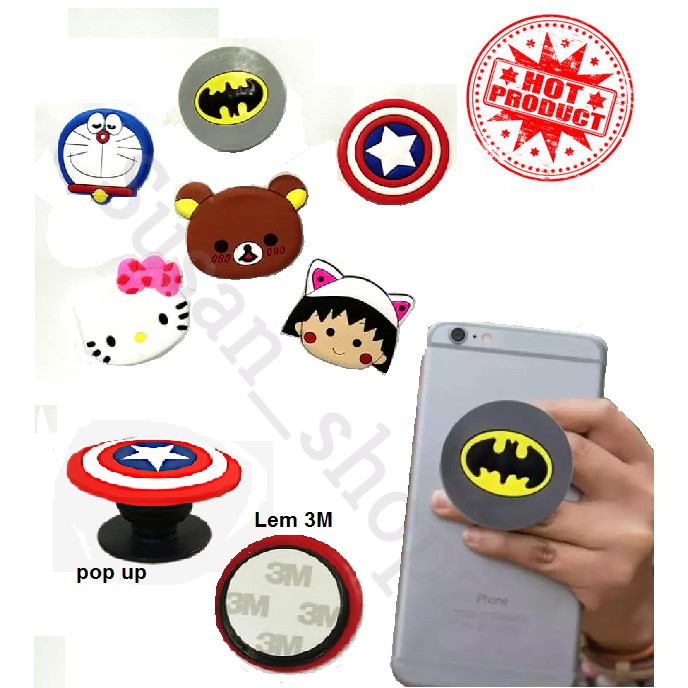 Jual Holder Hp Popsocket 3D Lem 3M Karakter Kartun Bisa Pilih -20 gr ...
