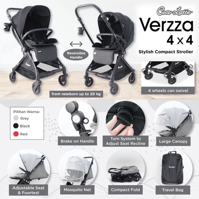 Jual Stroller Cocolatte VERZZA Reversible Handle 4WD Shopee Indonesia