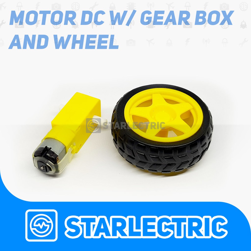 Jual Motor DC Gearbox Kuning Dan Roda Smart Car Robot Wheel | Shopee ...