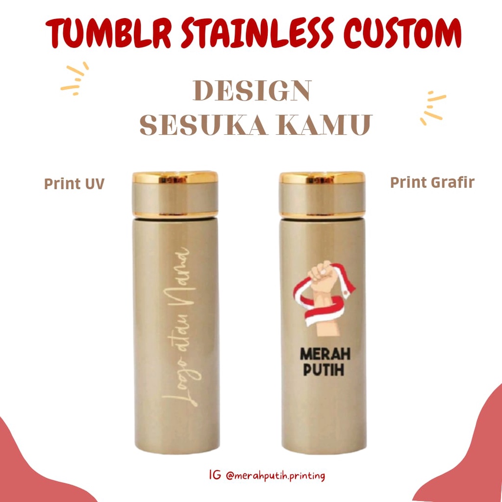 Jual Custom Tumbler Stainless B88-5 Gold List Emas | Shopee Indonesia