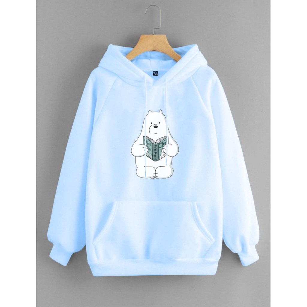 Jaket Hoodie Vallenca Warna Biru Ice Bear We Bare Bears Cute