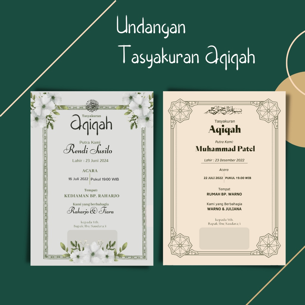 Jual [AC 260] [A5] Undangan Aqiqah / Undangan Tasyakuran Aqiqah