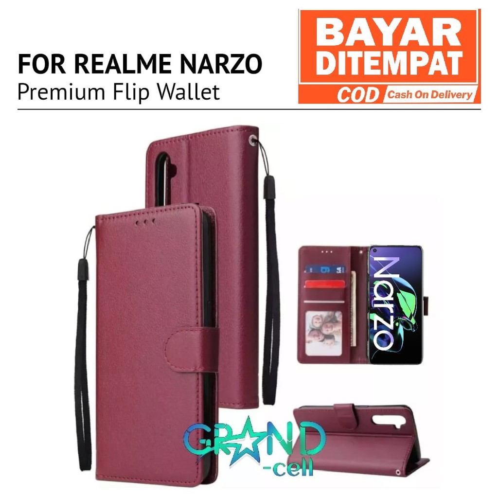 Jual Flip Wallet REALME NARZO Premium Standing Flip Kulit Magnet