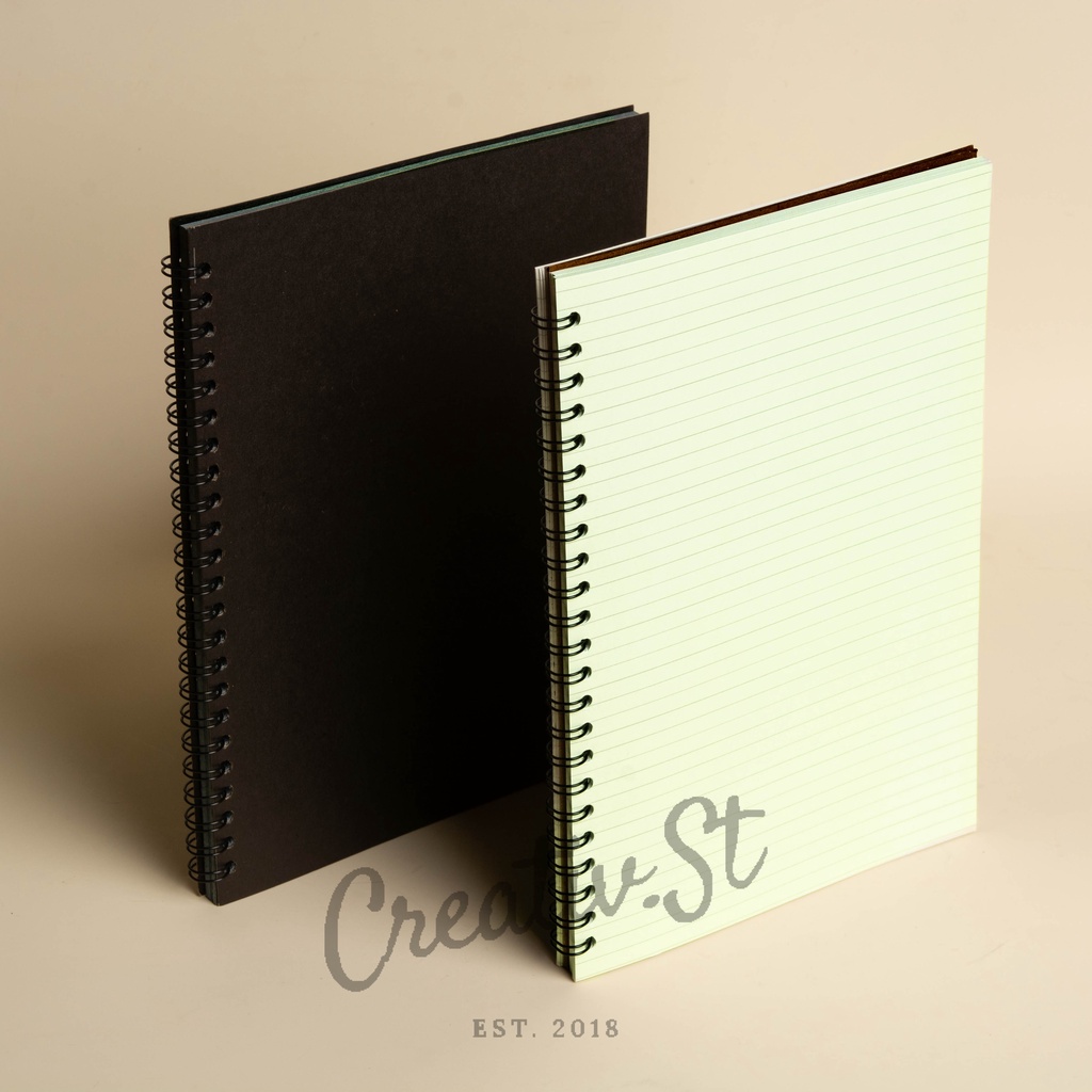 Jual [TULIS.ID] Basic Bamboo Paper Black Spiral Notebook A5 100 Gsm ...