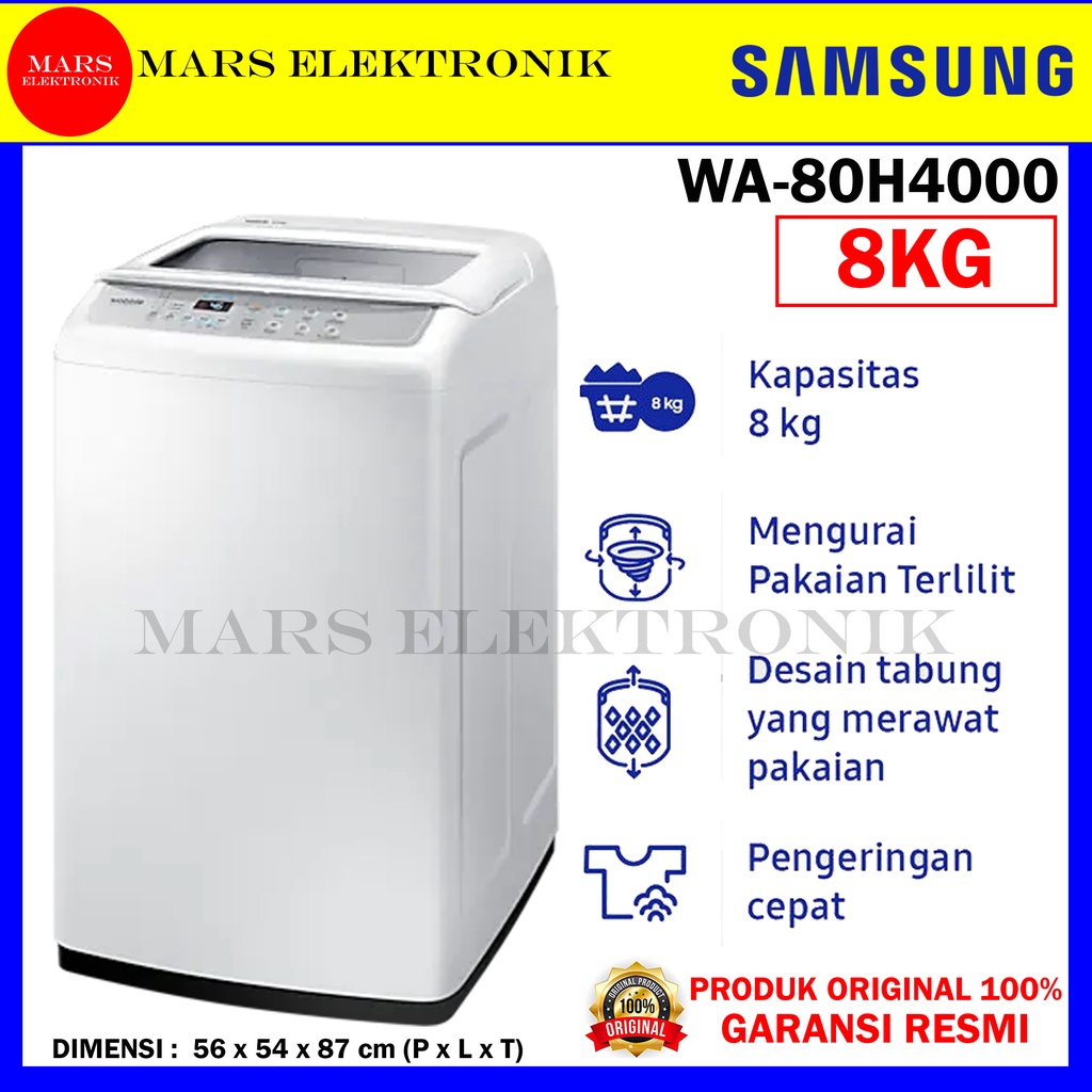 Jual MESIN CUCI SAMSUNG WA-80H4000 / 8KG / ECO TUB CLEAN / 1 TABUNG ...