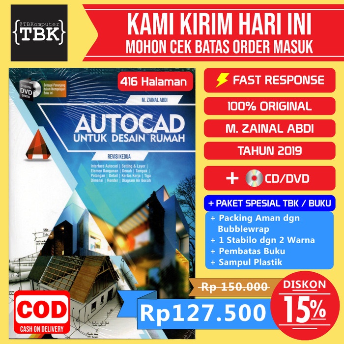 Jual Buku AUTOCAD Untuk Desain Rumah Plus DVD - M. Zainal Abdi | Shopee Indonesia