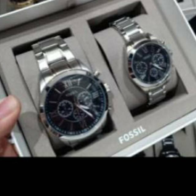 Jual Jam Fossil Couple Watch BQ2146 Set Stainless Steel / Jam 