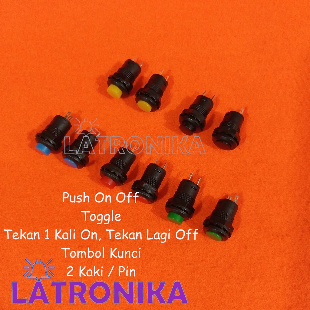 Jual Push On Off Toggle Button Switch Saklar Tombol Bulat Warna 2 Kaki