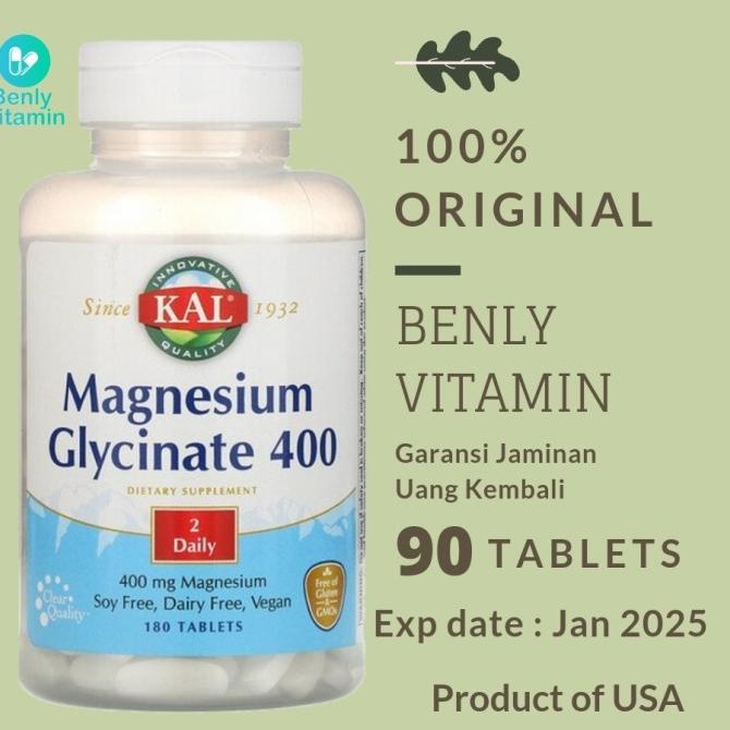 Jual KAL Magnesium Glycinate 400 mg 90 and 180 tablets Original