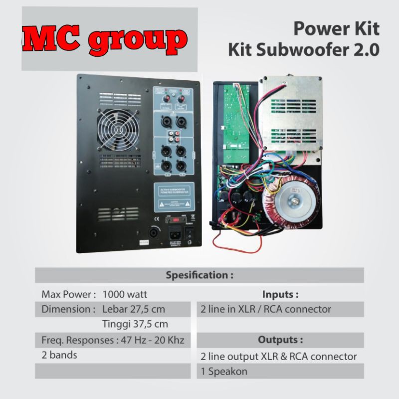 Jual Power Kit Mesin Aktif SUBWOOFER 1000 Watt High Quality | Shopee ...