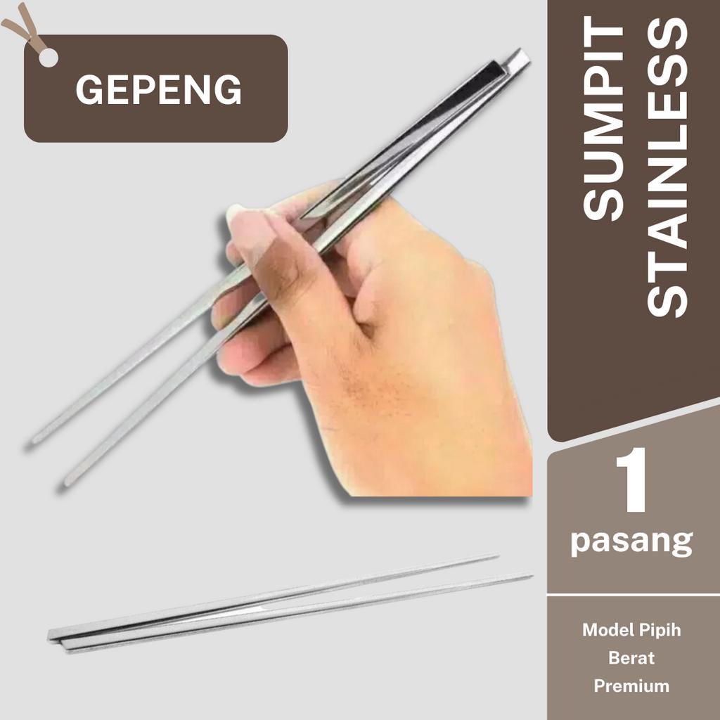 Jual Pasang Sumpit Korea Pipih Stainless Korean Chopstick Gepeng