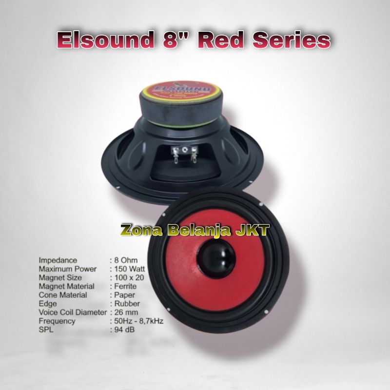 Jual SPEAKER ELSOUND 8 INCH RED SERIES 150WATT MAGNET BESAR JAPAN AUDIO ...