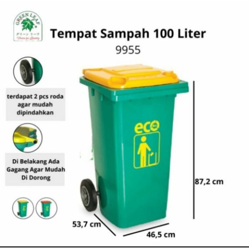 Jual Tempat Sampah Besar 100 Liter Green Leaftong Sampah Besar Rodadustbin 100 Liter Besar 3680