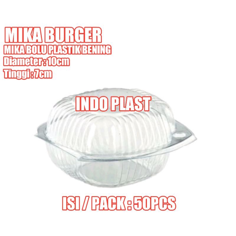Jual isi 50pcs Mika Hamburger / Mika Roti / Mika Bolu Plastik Bening ...