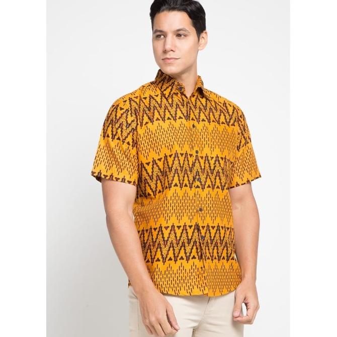 Jual Arjuna Weda Hem Batik Rang-Rang Sulam - Kuning | Shopee Indonesia