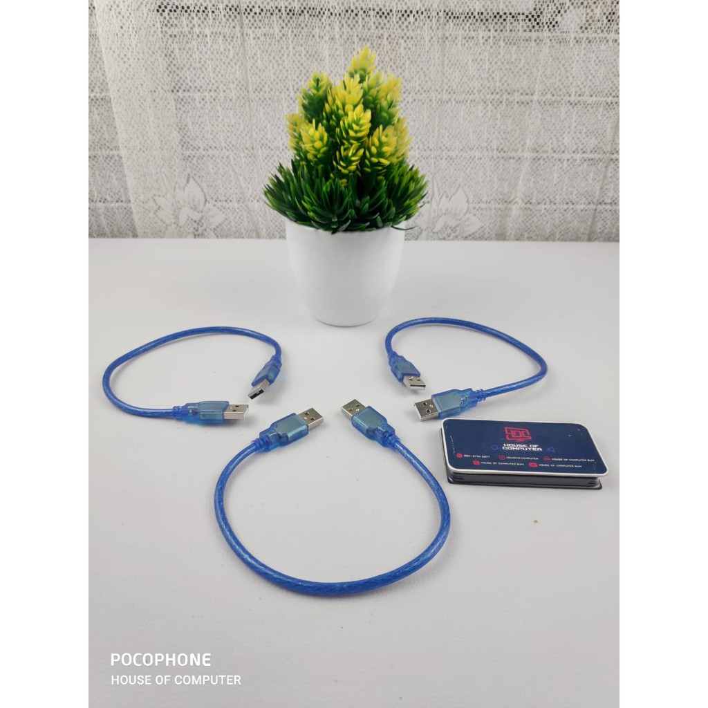 Jual Kabel Usb Male To Male 30cm Transparan Biru Shopee Indonesia 0461